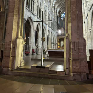 the back of the altar piece and cross at the saint severin church near notre dame de Paris