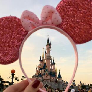 a headband around the castle of disneyland